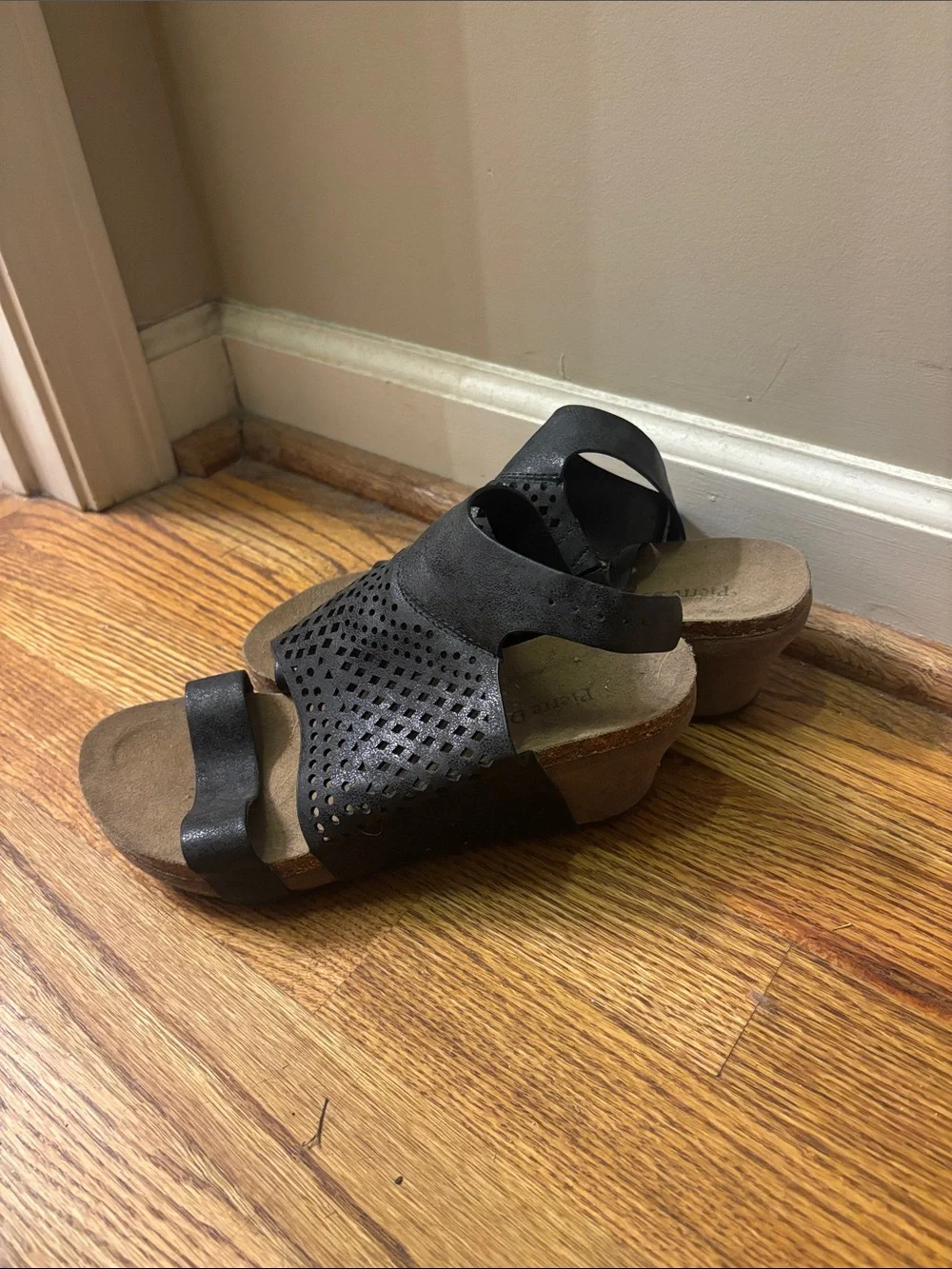 Pierre Dumas Black Perforated Strappy Sandals